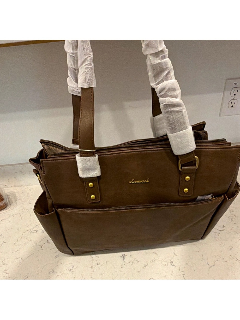 LOVEVOOK Laptop Tote Bag in brown